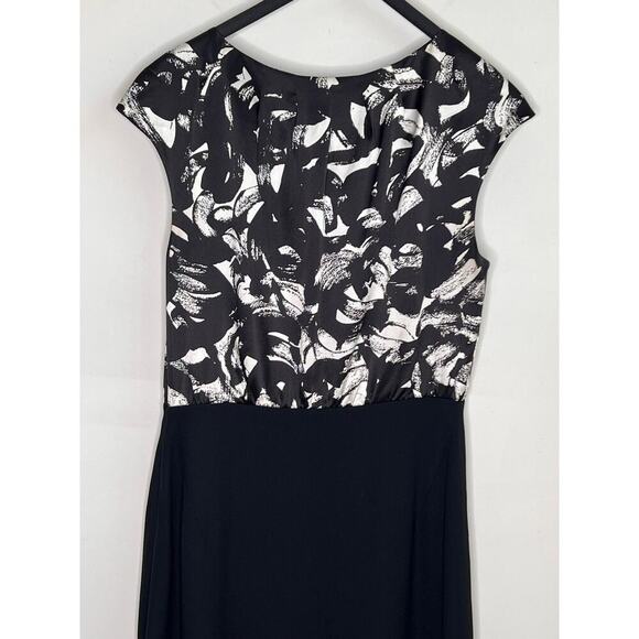 L.K. Bennett Silk Floral Cap Sleeve Cocktail Dress Black/White Women's Size 6 - Picture 10 of 12